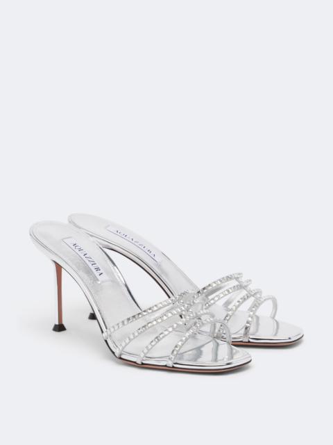 AQUAZZURA Sensation Crystal metallic leather mules