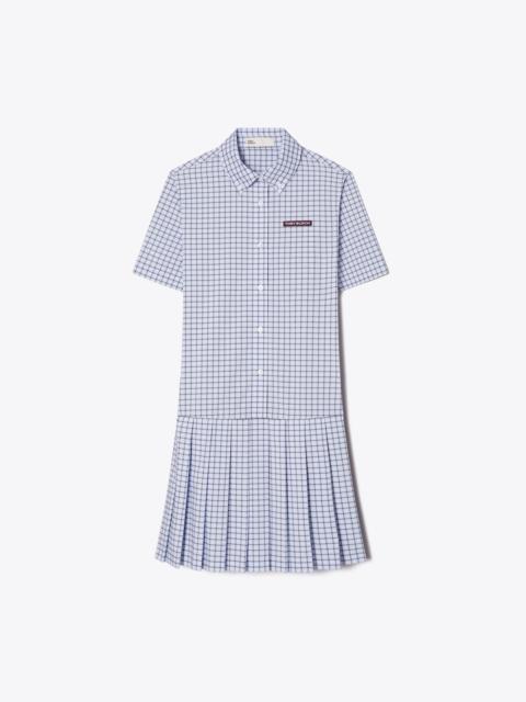 TORY BURCH Plaid Drop-Waist Pleated Golf Dress