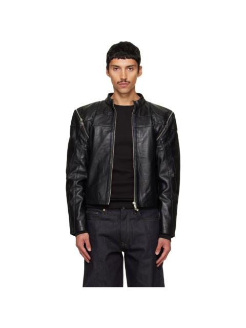 DEADWOOD Black Dita Detachable Sleeves Leather Jacket