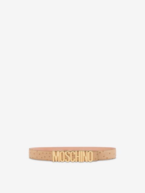 Moschino LETTERING LOGO BELT WITH OSTRICH PRINT