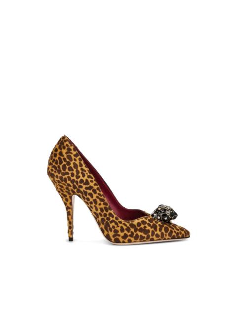 Valentino leopard-pattern embellished pumps