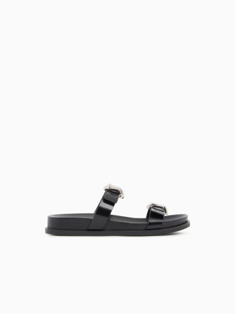 EMPORIO ARMANI SHINY POLISHED LEATHER SANDALS