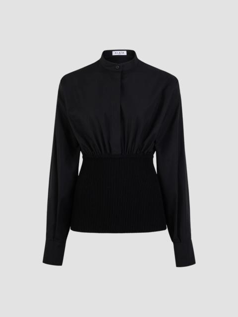Alaïa Women's Cinched Cotton Poplin Shirt - Noir Alaia