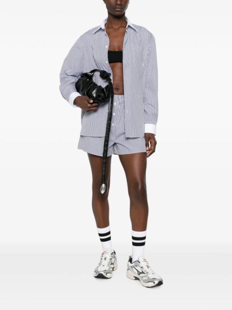 Sporty & Rich Sporty & Rich Striped Embroidered-logo Shorts