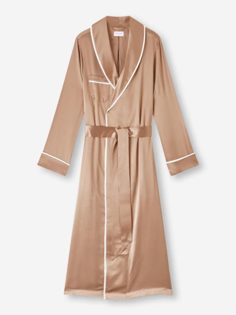 Derek Rose Women's Long Robe Bailey Silk Satin Bronze