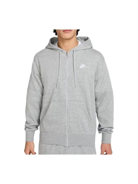 Nike Nike Club Zip-up Terry Hooded Top 'Dark Grey Heather Light Smoke Grey White' FN3885-063