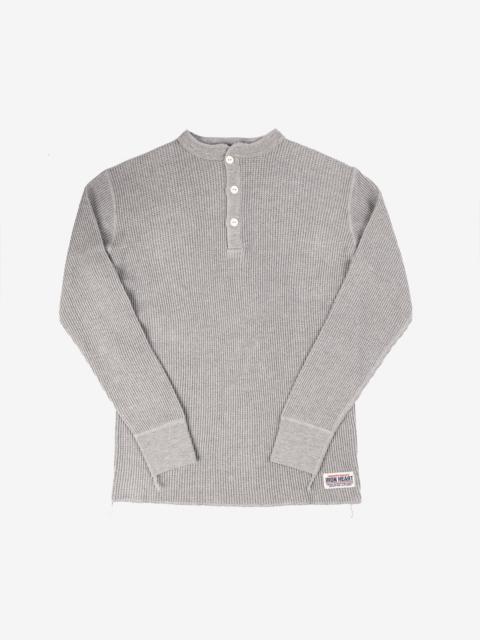 Iron Heart IHTL-1213-GRY Waffle Knit Long Sleeved Thermal Henley - Grey