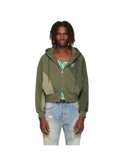 Andersson Bell Khaki Patchwork MA-1 Zip Up Hoodie