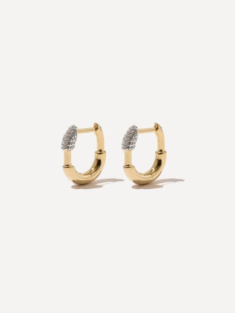 Otiumberg 14ct Gold-Plated Vermeil Silver Small Pavé Staple Hoop Earrings