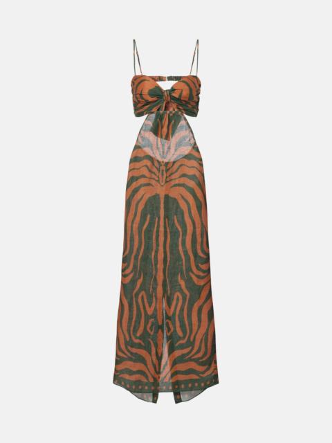 Johanna Ortiz Printed cutout linen maxi dress