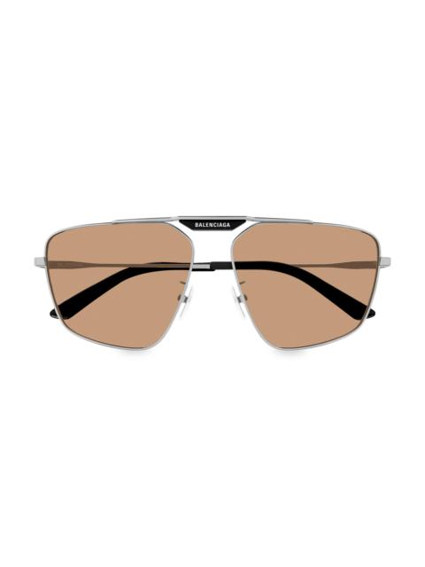 BALENCIAGA Men's Tag 2.0 61MM Pilot Sunglasses - Ruthenium Brown