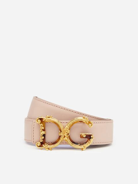 Leather belt with D&G baroque logo