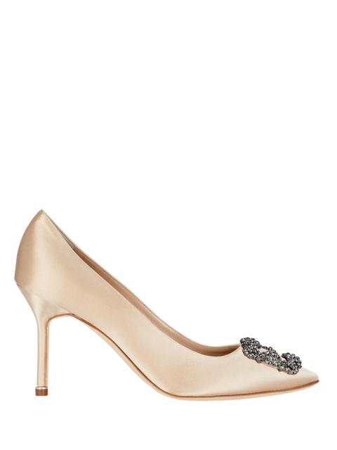 Manolo Blahnik Hangisi Crystal Satin Pumps