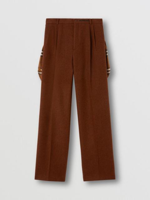 Check Panel Wool Wide-leg Trousers