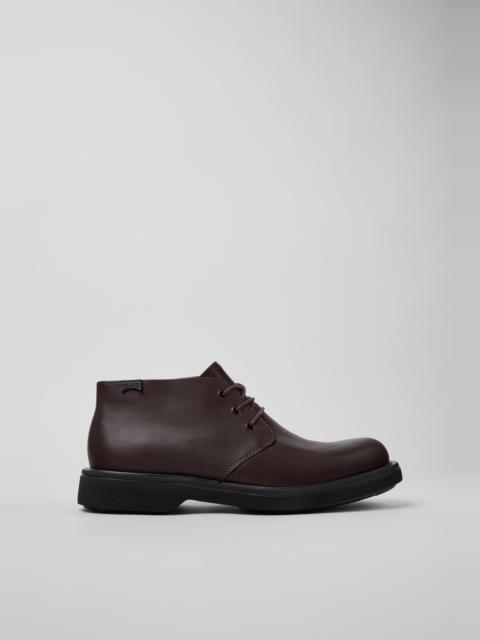 CAMPER Norman Brown Leather Ankle Boots for Men.