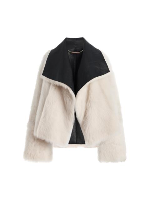 NOUR HAMMOUR Birthday Reversible Cropped Shearling Coat ivory
