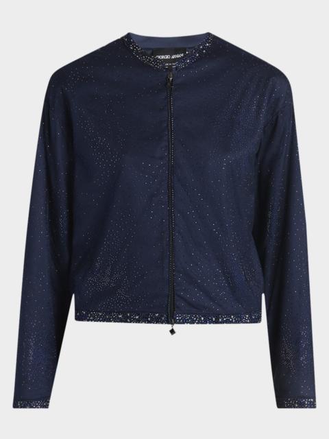 GIORGIO ARMANI Embellished Tulle And Silk Bomber Jacket