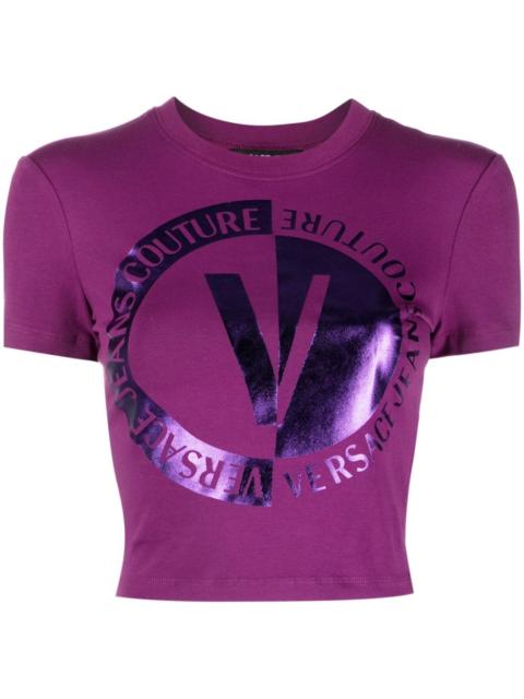 VERSACE JEANS COUTURE logo-print cropped T-shirt