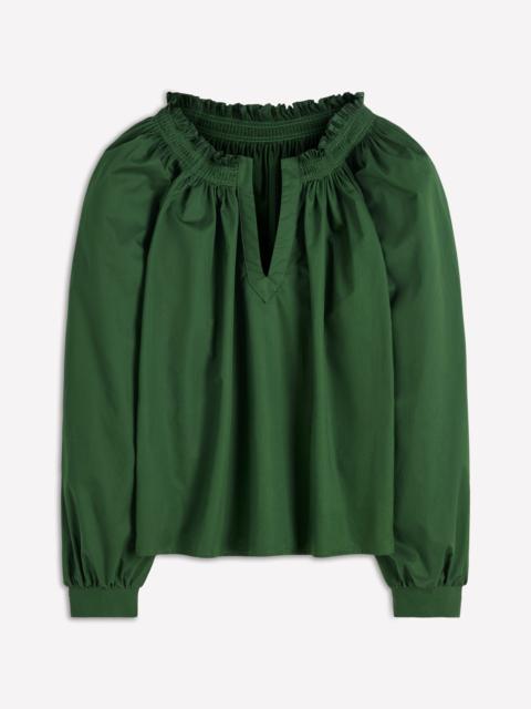 BODEN Serena Pleat Neck Top-Green Fir