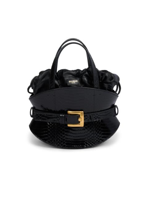 Balmain Women's Shuffle Mini Embossed Leather Handle Bag - Noir