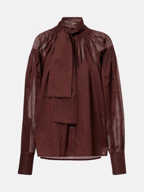 Plan C Tie-neck cotton blouse
