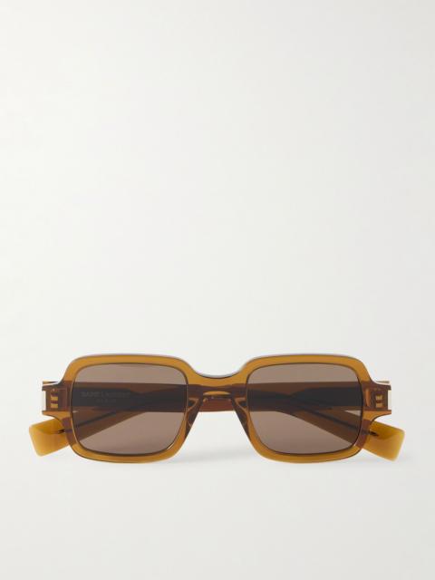 SAINT LAURENT Rectangular-Frame Acetate Sunglasses Brown
