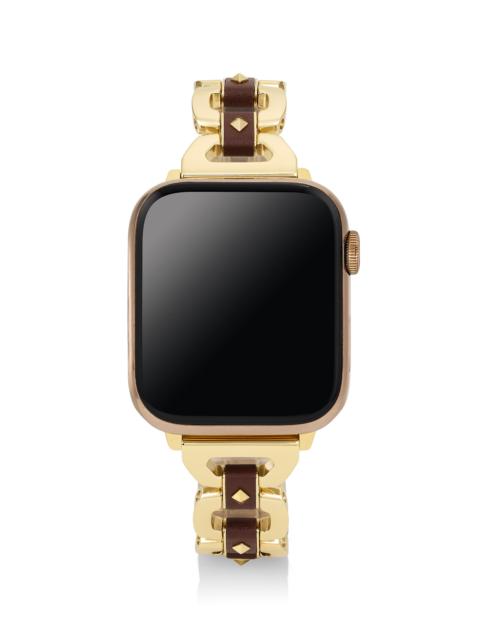 KENDRA SCOTT Nora Gold Tone Stainless Steel Leather Wrapped Watch Band