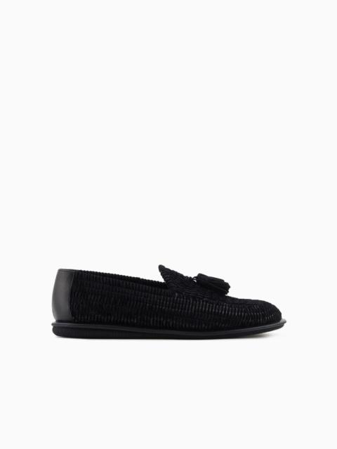 GIORGIO ARMANI Braided velvet loafers with tassels