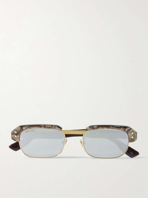 Rectangular-Frame Acetate and Gold-Tone Sunglasses