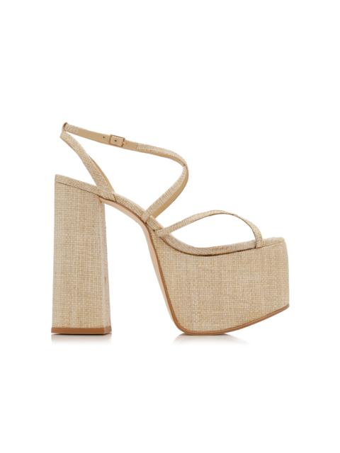Cult Gaia Sofie Raffia Platform Sandals neutral