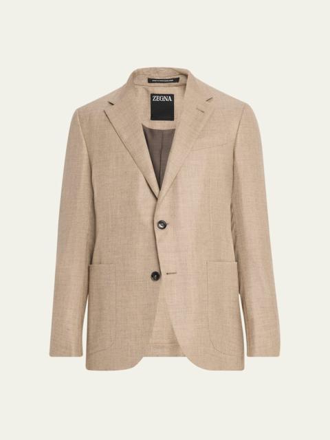 ZEGNA Men's Patch-Pocket Melange Single-Breasted Sport Coat