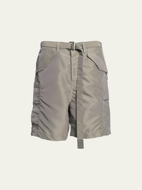 sacai Men's Belted Nylon Twill Cargo Shorts