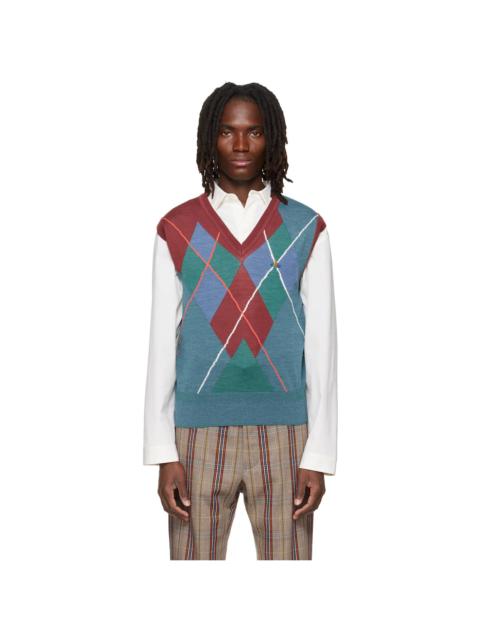 Vivienne Westwood Burgundy & Blue Argyle Vest