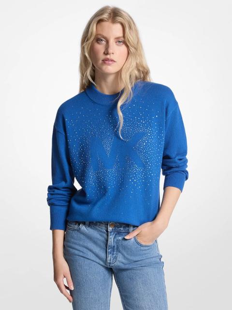 MICHAEL KORS Embellished Logo Cotton Blend Sweater