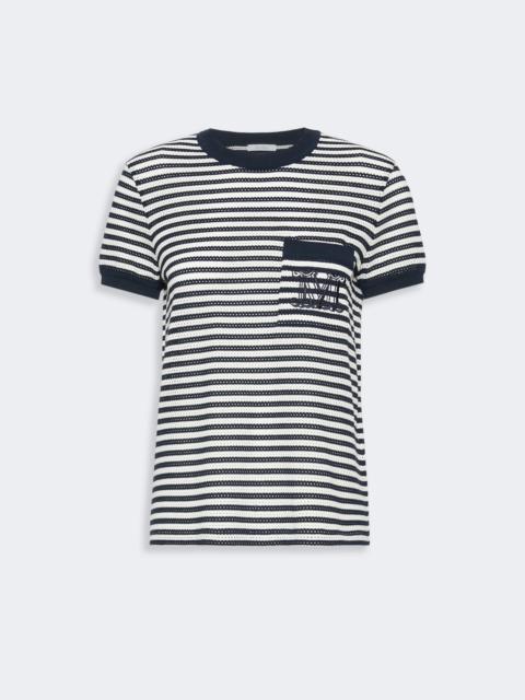 Max Mara DRAGO Striped cotton mesh T-shirt - WHITE BLUE