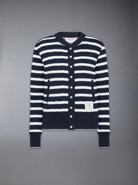 Thom Browne STRIPED RIB SCALLOP EDGE CARDIGAN
