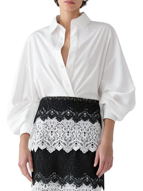 CAROLINA HERRERA Women's Inverted Back Pleat Cotton Shirt - White