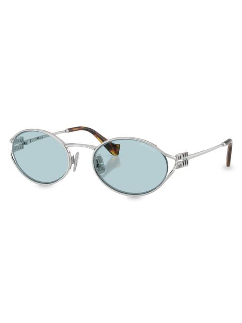 Miu Miu Women's 54MM Metal Round Sunglasses - Silver Blue