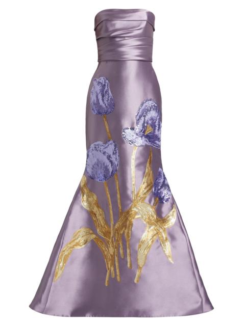 AMSALE Women's Sequin Floral Mermaid Gown - Violet