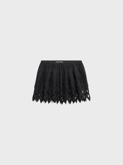 Blumarine SHORT TAFFETA SKIRT WITH RUFFLE AND EMBROIDERY