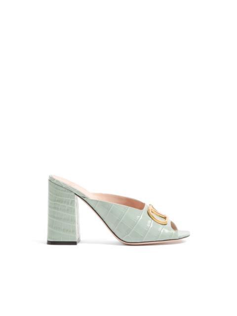 Valentino VLogo Signature Slide Sandals In Printed Calfskin 95MM