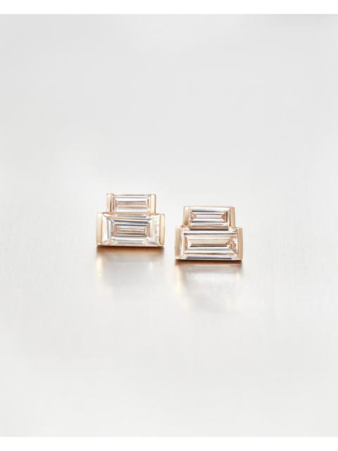 JENNY BIRD 14K Stacked Baguette Diamond Stud Earrings