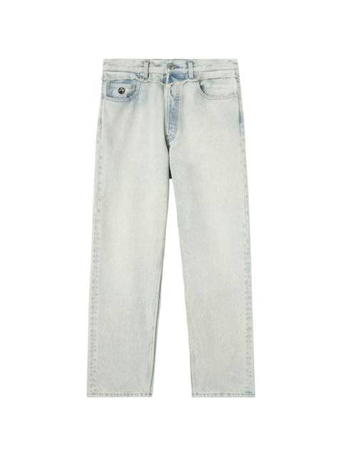 frayed straight-leg jeans