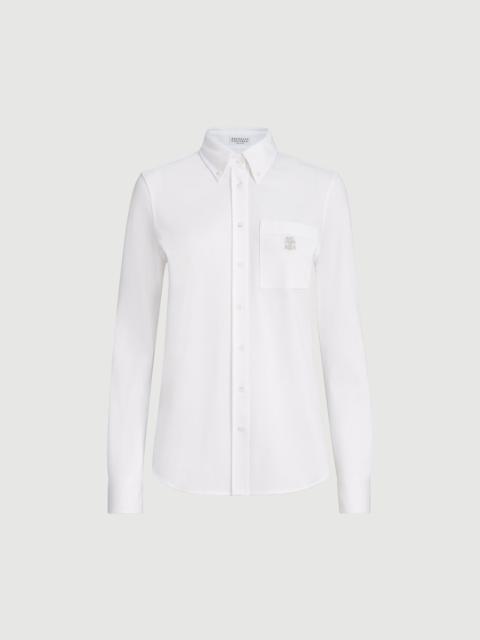 Brunello Cucinelli Stretch cotton piqué shirt with logo