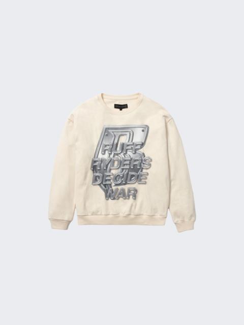 WHO DECIDES WAR Ruff Ryders Crewneck Sweatshirt Ivory