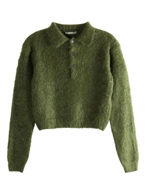 AURALEE textured-knit polo sweater