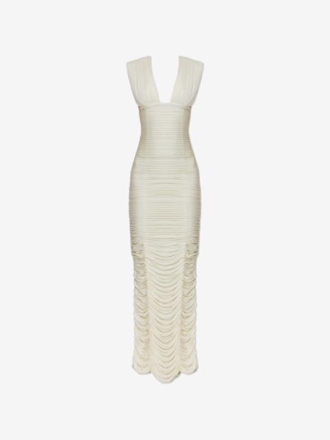 VERSACE ruched V-neck maxi dress