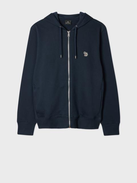 Paul Smith Dark Navy Cotton Zip-Front Zebra Logo Hoodie