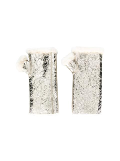 Yves Salomon metallic lamb skin gloves