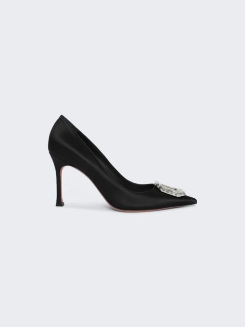 Amina Muaddi 90mm Camelia embellished satin pumps